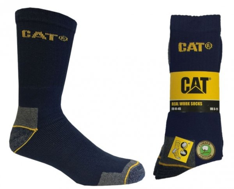 3 pár CAT magasszárú munkazokni, P04 kék színben, 46-50-es méretben (PO15/00111)