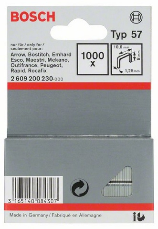 Bosch laposhuzal-kapocs 57-es típus - 10,6 x 1,25 x 8 mm (2609200230)