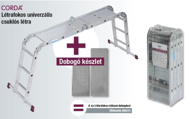 Krause Corda létra univerzális csuklós 4x3 fokos dobogóval (085214)