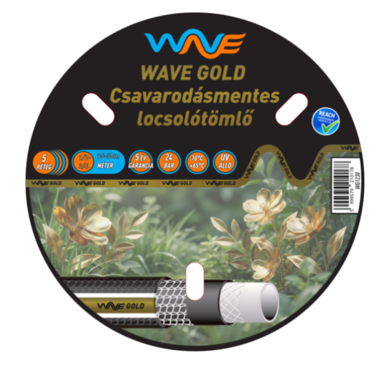 Wave Gold 5 rétegű csavarodásmentes locsolótömlő, 3/4