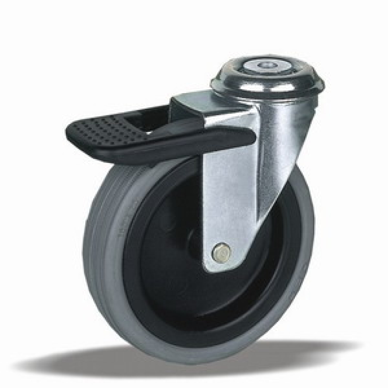 Bútorgörgő önbeálló 75 PP gumi futófelület fékes (11643)