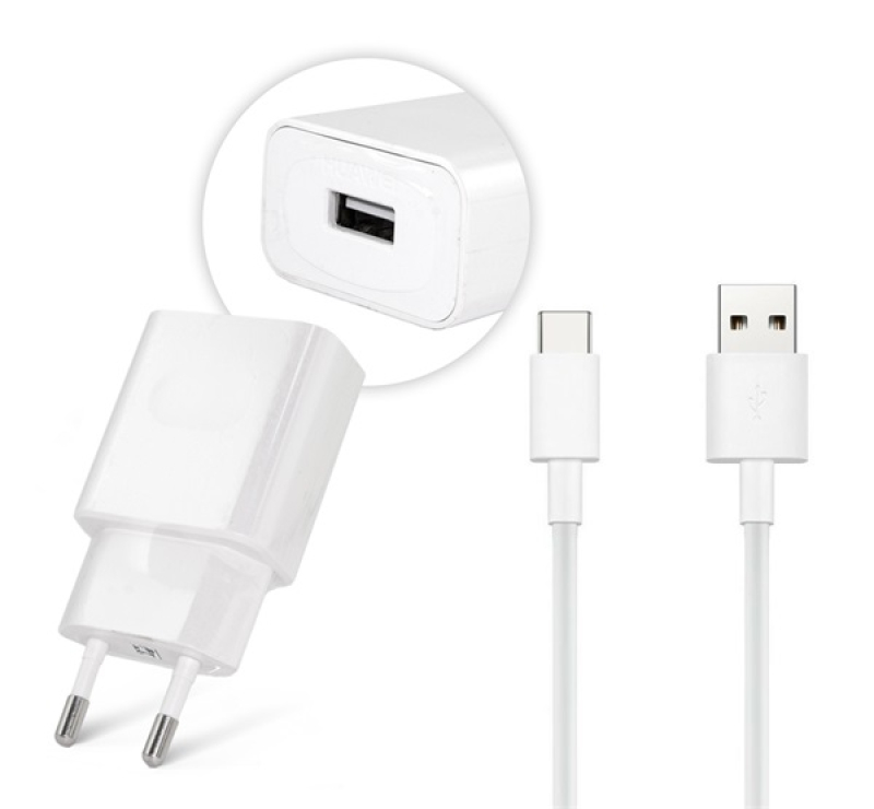Huawei hálózati töltő USB aljzat (10W, gyorstöltő + LX1121 Type-C kábel) FEHÉR