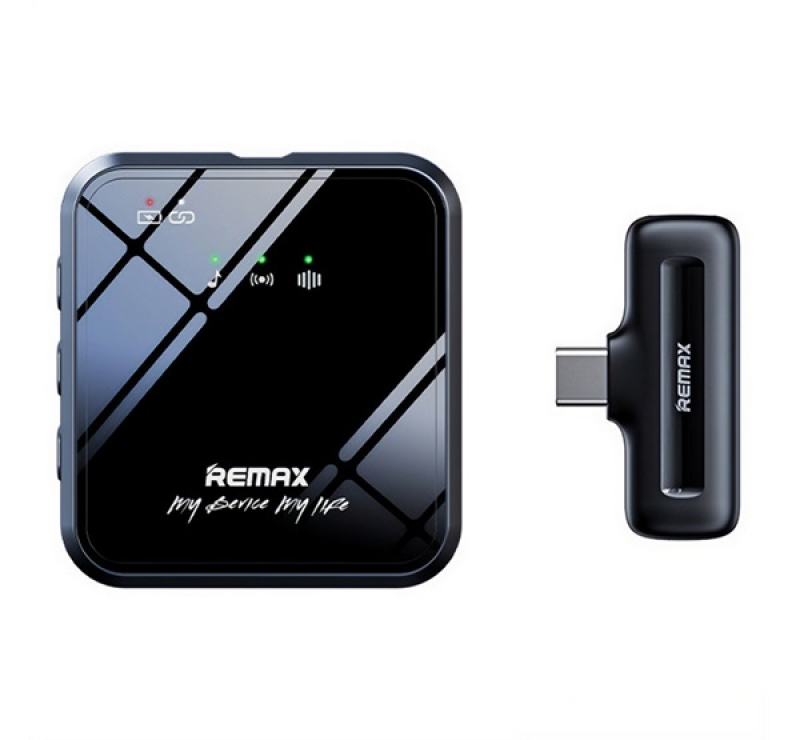 REMAX bluetooth mikrofon (Type-C, zajszűrő, 360°, LAVALIER csiptethető, LED jelzés) FEKETEK11