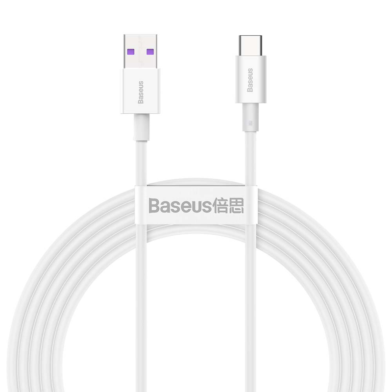 Baseus  USB  Lightning Baseus CATYS-A02 tartós kábel USB/USB-C 6A, 2m, fehér (CATYS-A02)
