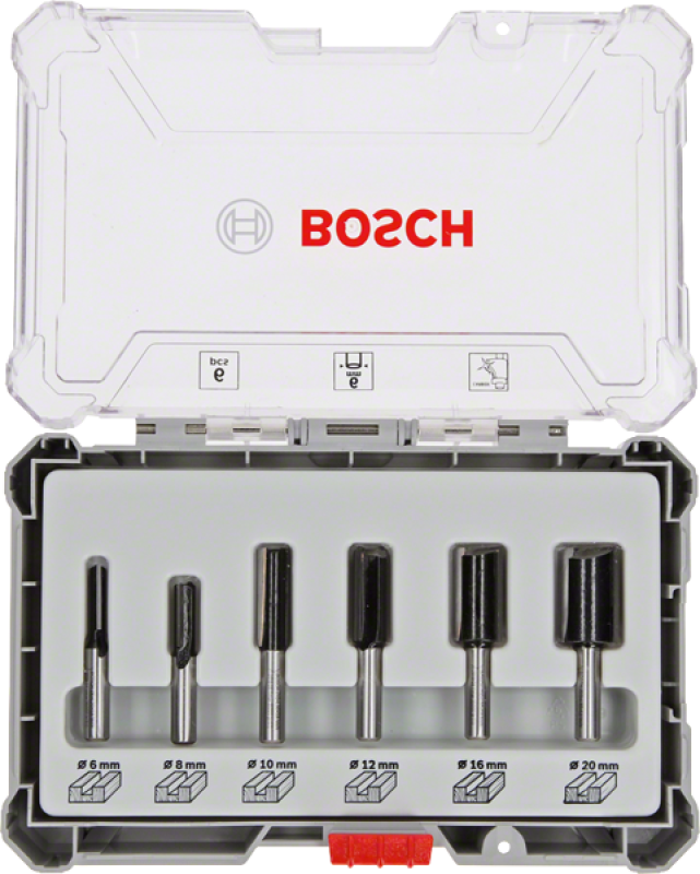 Bosch 6 részes egyenes élű alakmaróbetét-készlet, 6 mm-es befogószárral (2607017465)