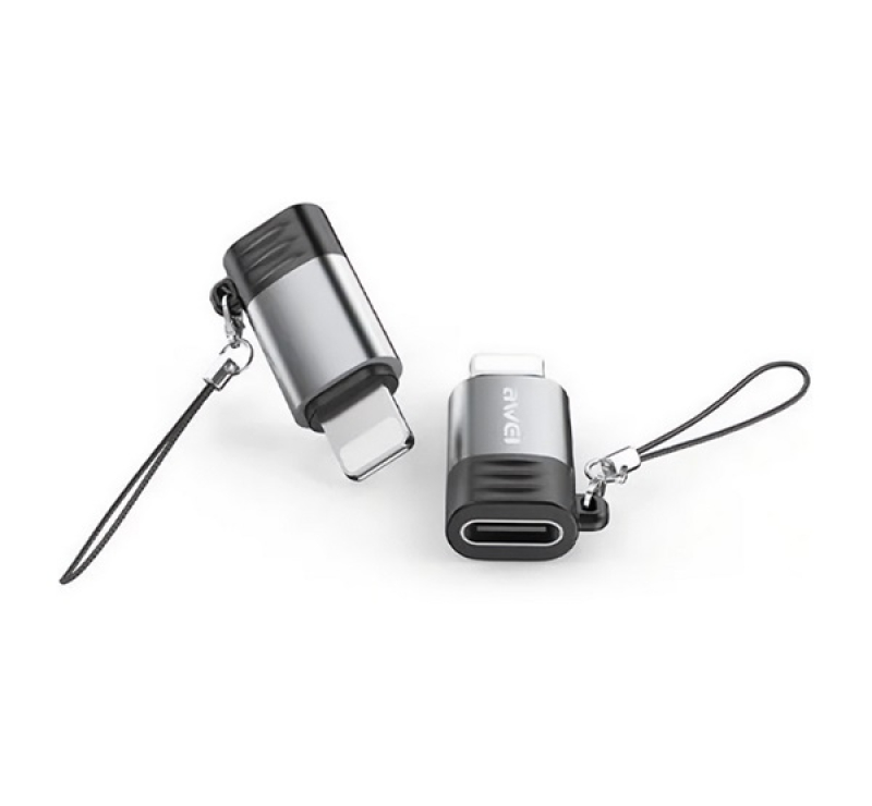 Awei A11 adapter (Type-C aljzat - lightning, adatátvitel és töltés, OTG) VILÁGOSSZÜRKE