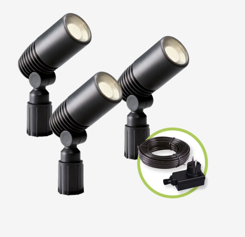 Garden Lights Alder szett, 3db spotlámpa, antracit (2580063)