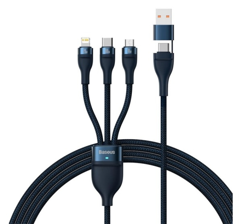 Baseus adatkábel (2in1 USB/Type-C - 3in1 lightning/microUSB/Type-C, 5A, gyorstöltő, 100W, 120cm) SÖT