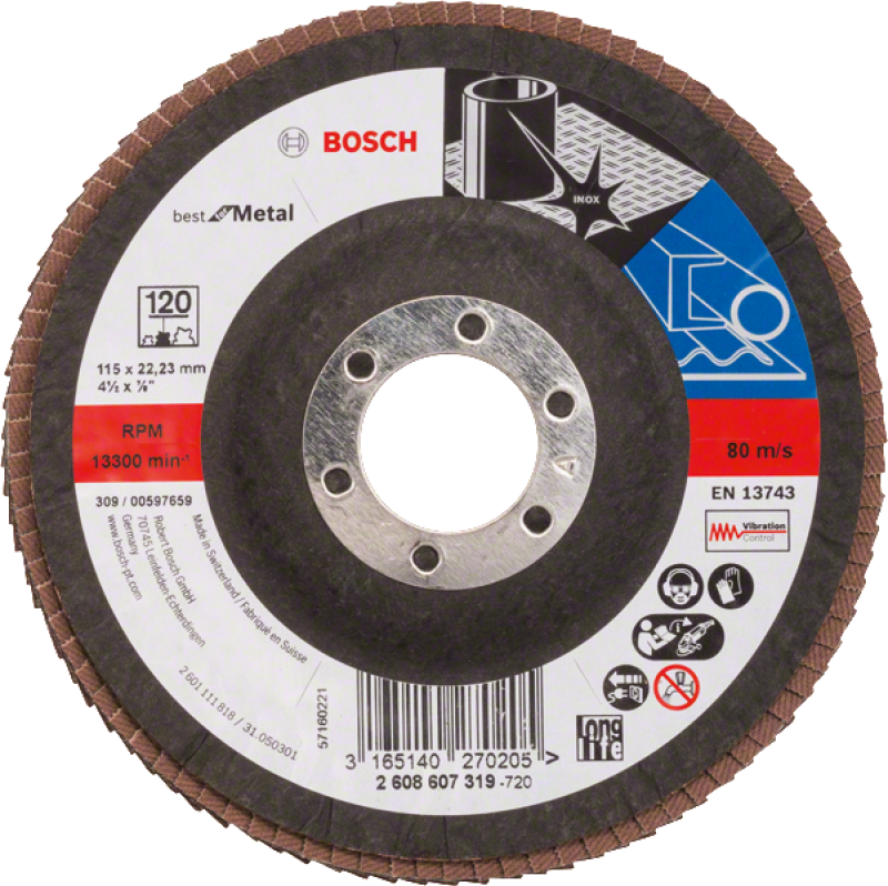 Bosch X571 Zirkon legyezőtárcsa o 115 mm, o 22.23 mm, P120