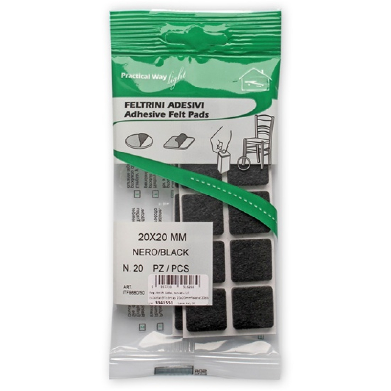 Csúsztatófilc öntapadó, 20 x 20 mm fekete, 20 db/levél (3341551)