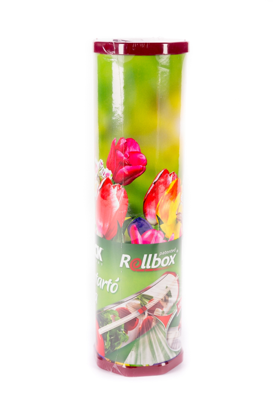 Frissentartó fólia vágókéssel vastag Rollbox 270 m tulipán mintás