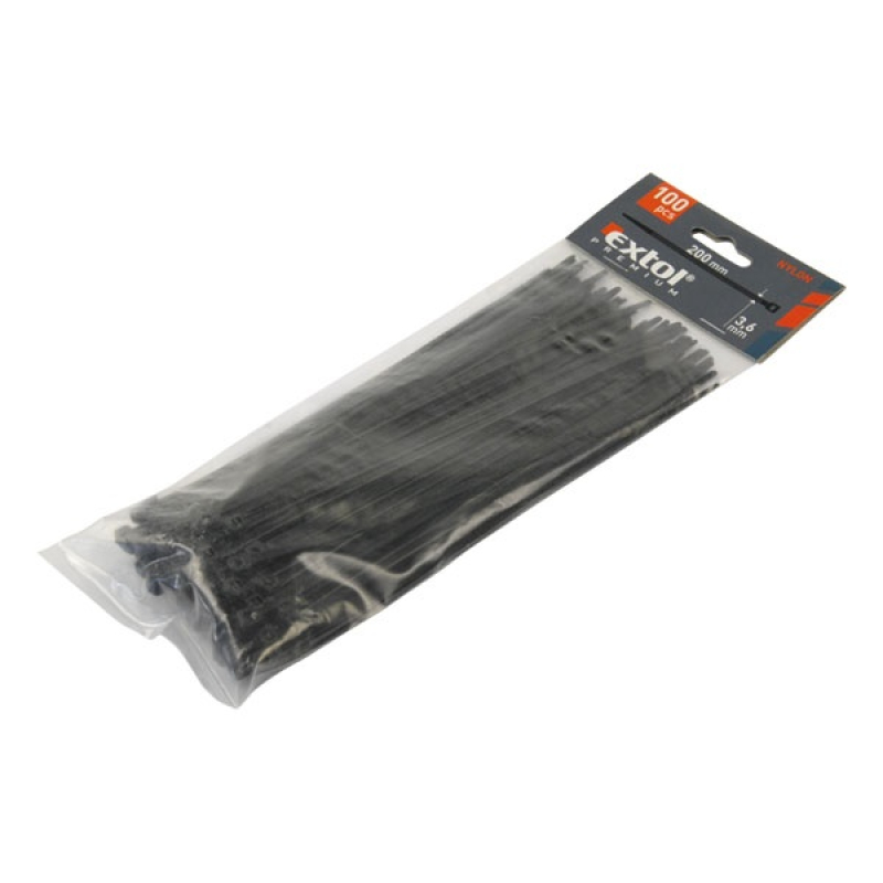 Extol Premium kábelkötegelő fekete 4,8x300mm 100 db (8856162)