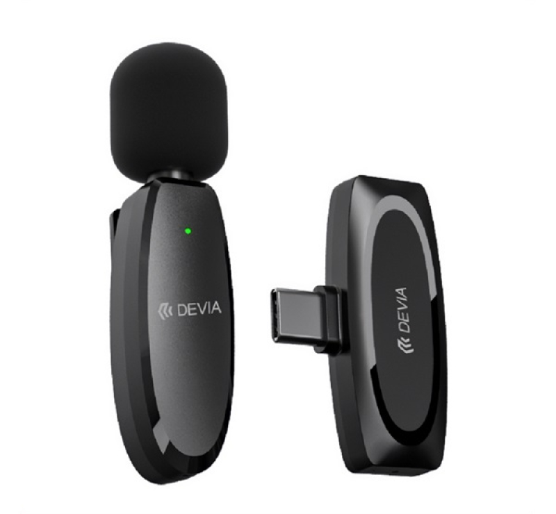 Devia KINTONE bluetooth mikrofon (Type-C, LAVALIER csíptethető) FEKETEST385032