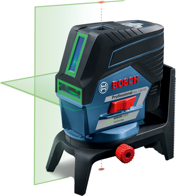 Bosch GCL 2-50 CG zöld Kombilézer (akku és töltő nélkül) + BM 3 Fali tartó + L-Boxx 136  (0601066H03