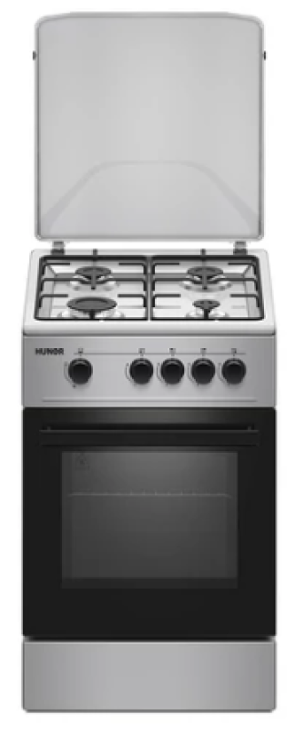 Hunor TG5640-I gáztűzhely fémtetővel inox, 50 cm x 60 cm