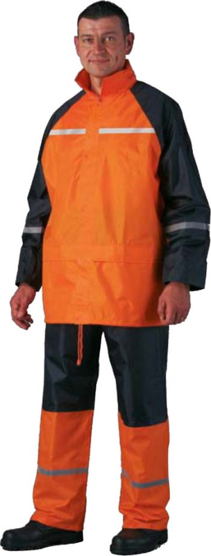 Fluo esőruha fényvisszaverő csíkkal, narancs, 2XL-es (50733)