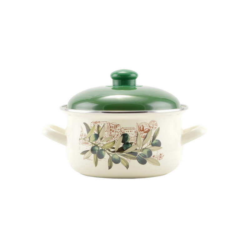 Perfect Home zománcozott lábas 16 cm+fedő Oliva (14826)