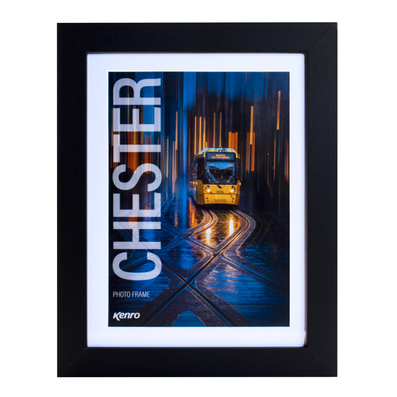 Kenro Chester Black képkeret, A4, 21x29,7cm, paszpartu méret 15x21cm, fekete (KE-CH2315B)