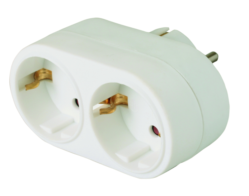 Home hálózati elosztó, 2 földelt, 90°-ban elfordított aljzat (NV 22-90)