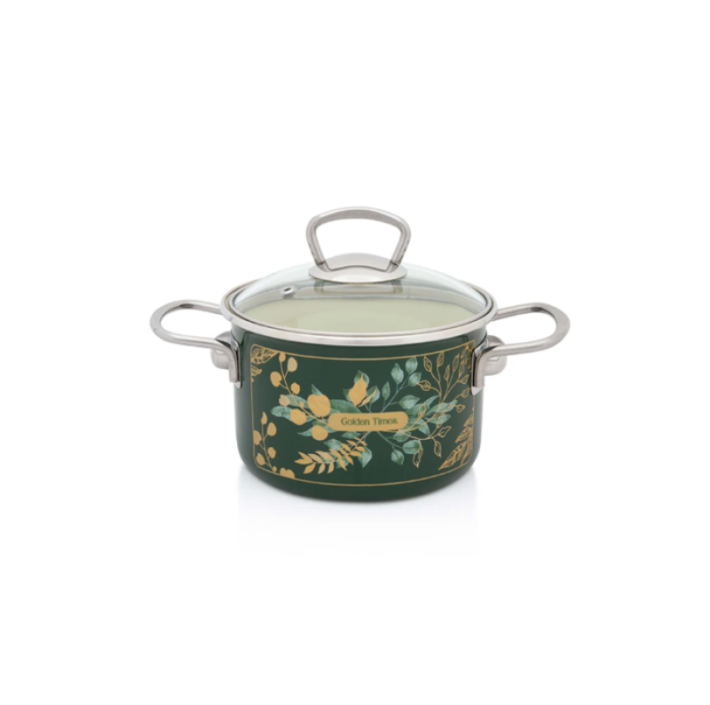Metalac zománcozott mély lábas üvegfedővel, 16 cm, 2 L (382111)