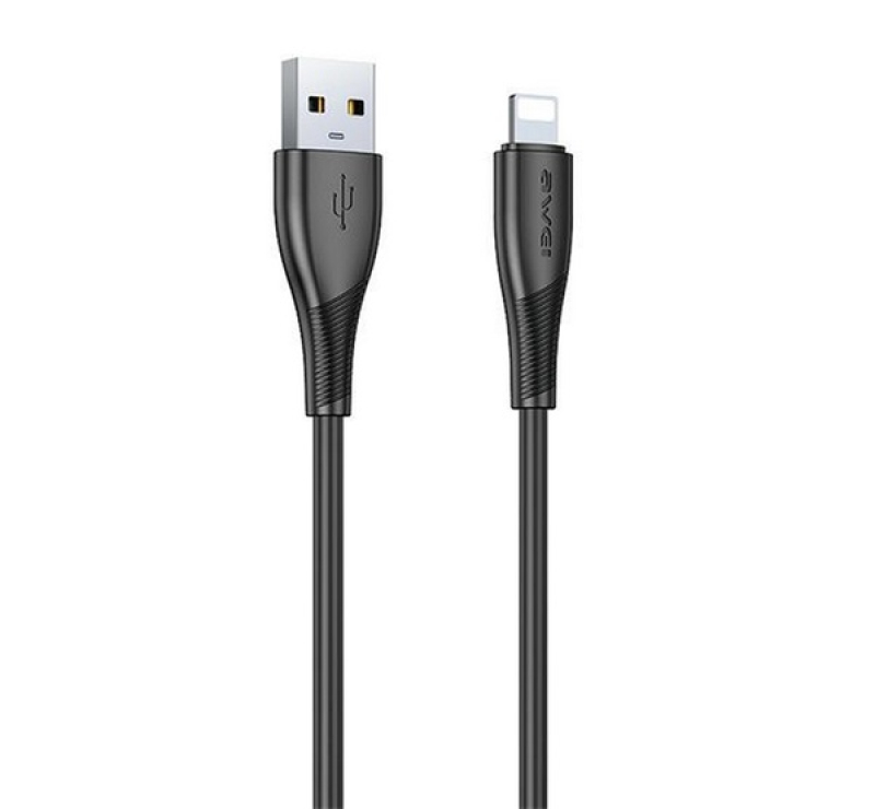 Awei CL-182L adatkábel (USB - lightning, 2.4A, 100cm) FEKETE