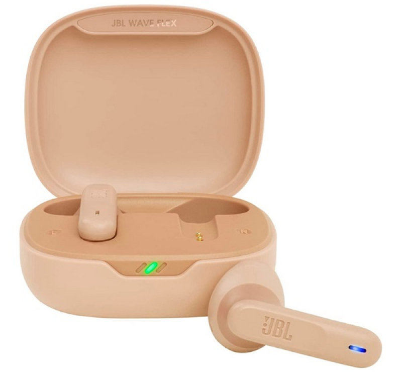 JBL WAVE FLEX bluetooth fülhallgató SZTEREO (v5.2, TWS, mikrofon, zajszűrő, IP54 + töltőtok) BÉZSJBL
