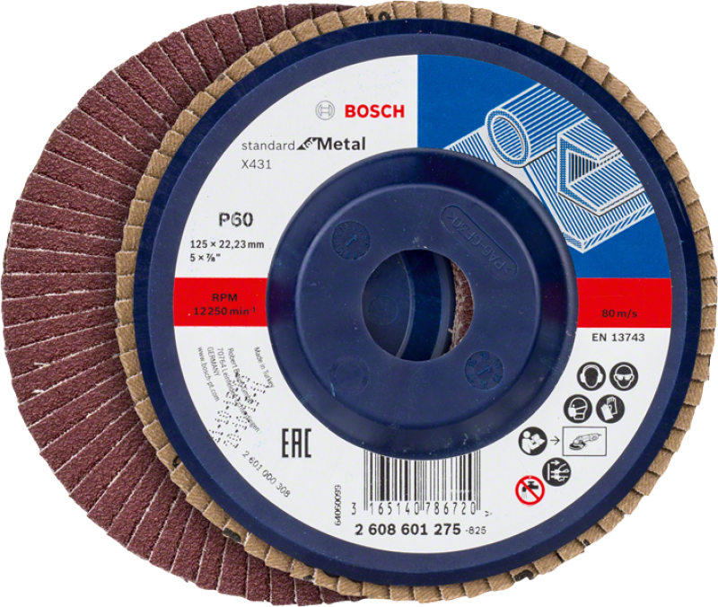 Bosch X431 Alox legyezőtárcsa, átmérő 125 mm, P60 (2608601275)