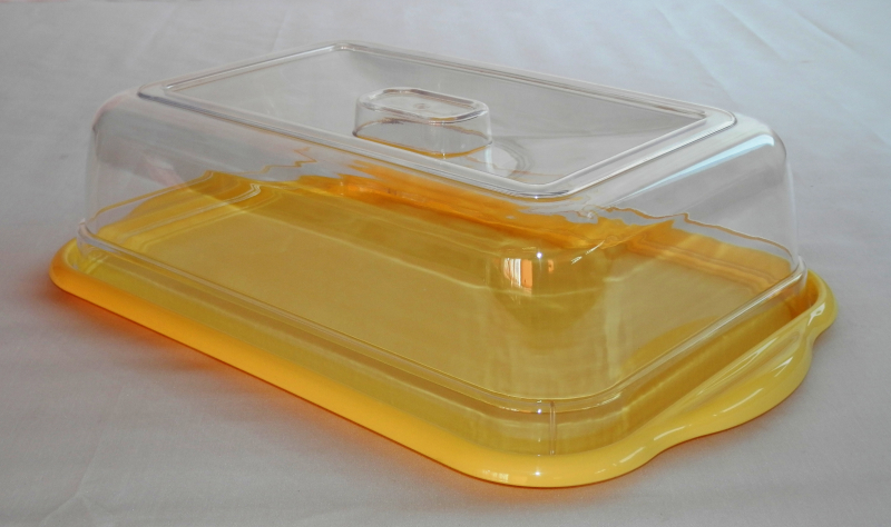 Szendvicsbúra tálcával 29,5x45 cm sárga műanyag (727)