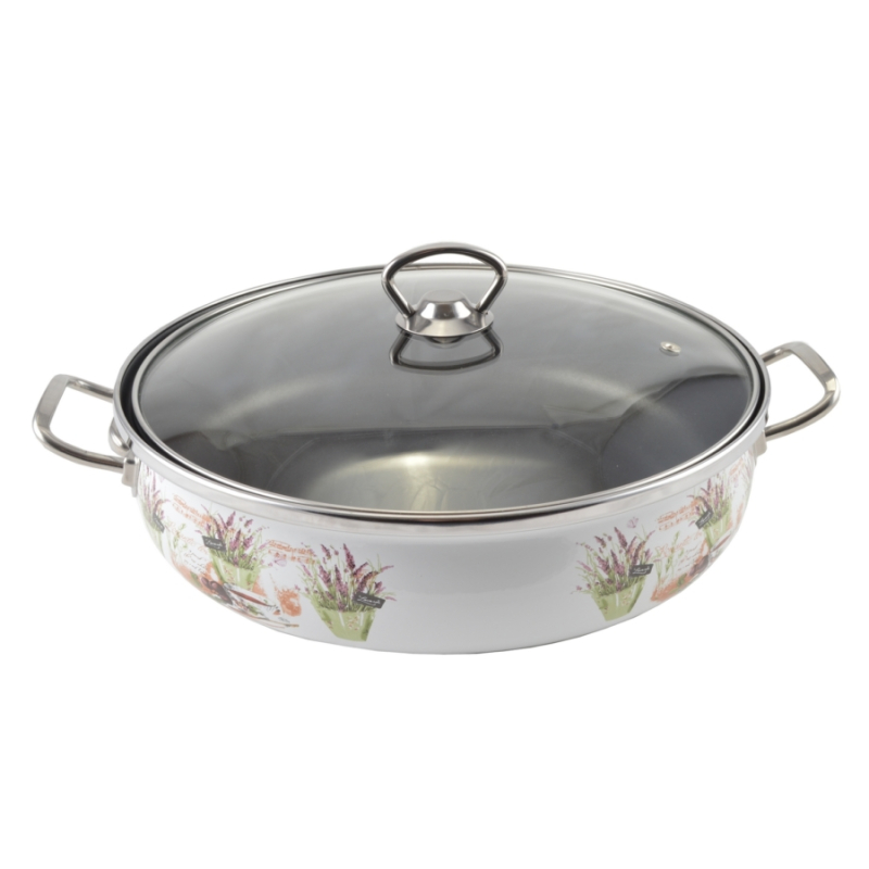 Perfect Home zománcozott szeletsütő lábas 28 cm+üvegfedő Levendula (14226)