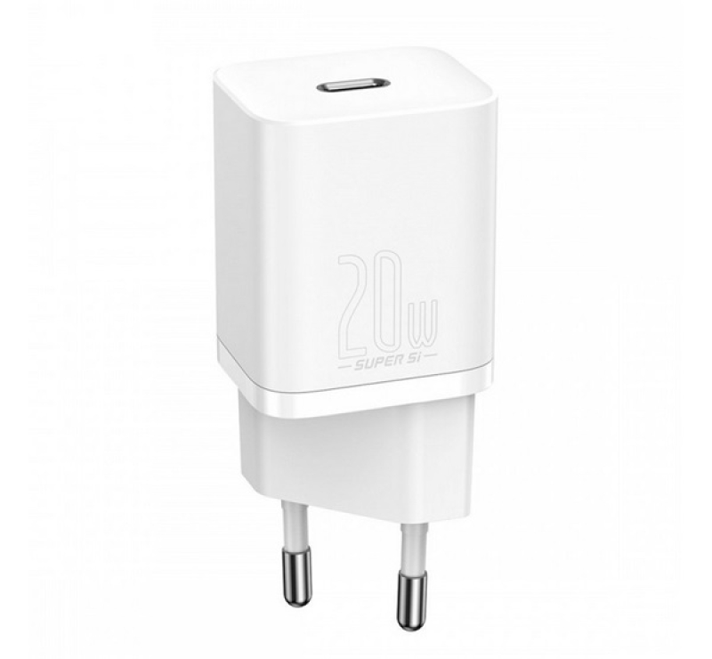 Baseus SUPER SI hálózati töltő Type-C aljzat (20W, PD gyorstöltő) FEHÉRCCSUP-B02
