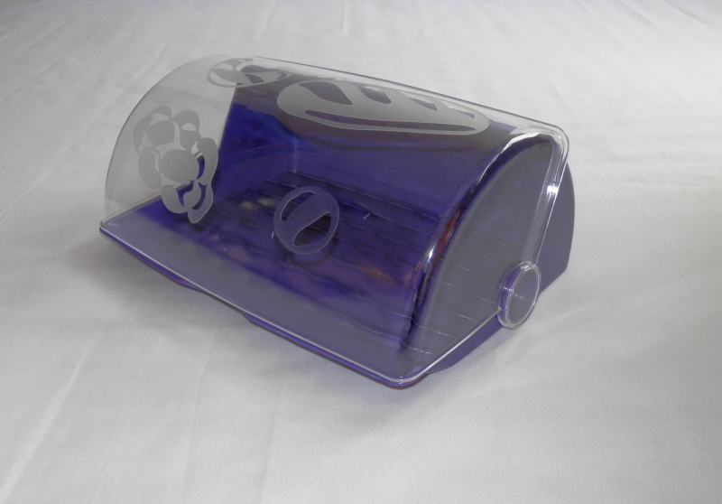 Kenyértartó, mintás ajtóval, lila műanyag (554)