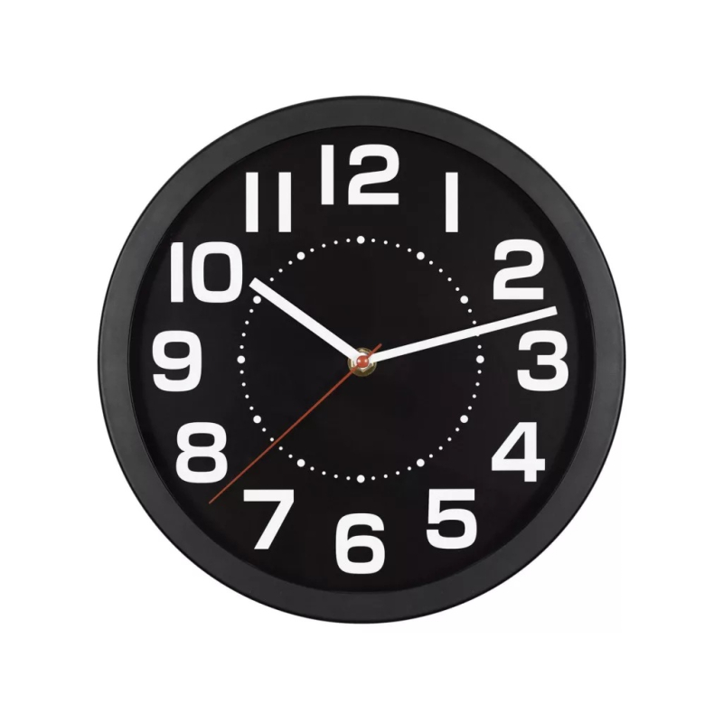 Home falióra üveg előlappal 25cm, fekete (AWC250BK)