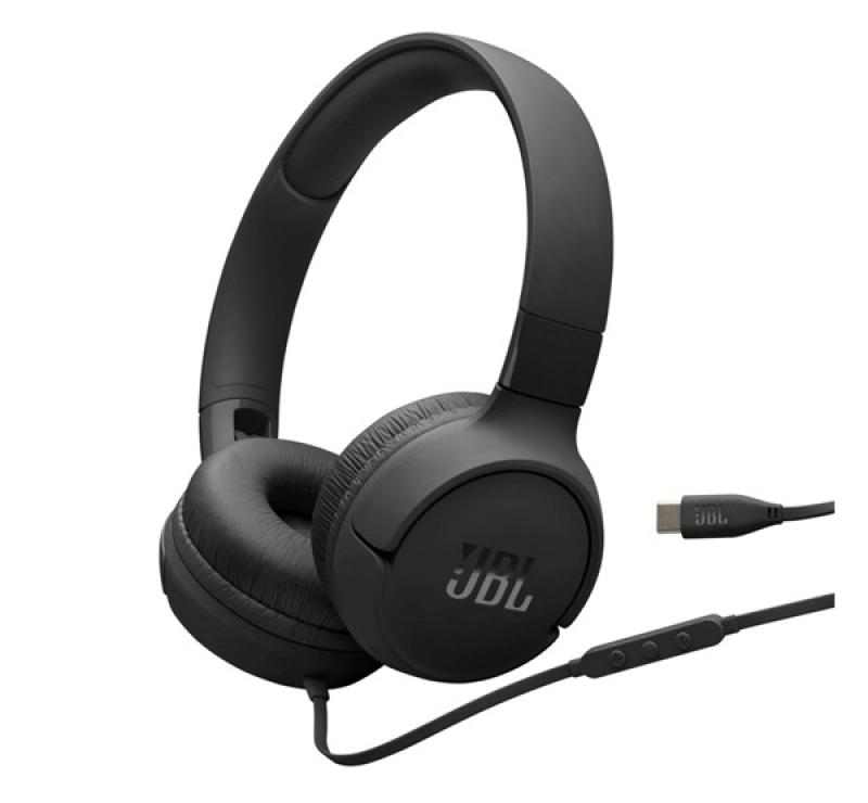 JBL TUNE 520C vezetékes fejhallgató SZTEREO (Type-C, mikrofon, összehajtható) FEKETE