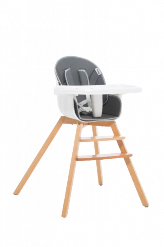 My First Baby sötétszürke-fa-fehér etetőszék (ACE1021A)