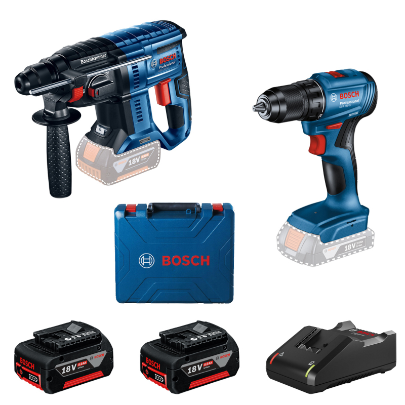 Bosch GBH 180-LI akkus fúrókalapács + GSR 185-LI akkus fúrócsavarozó kofferben + 2x4Ah akku (0615990