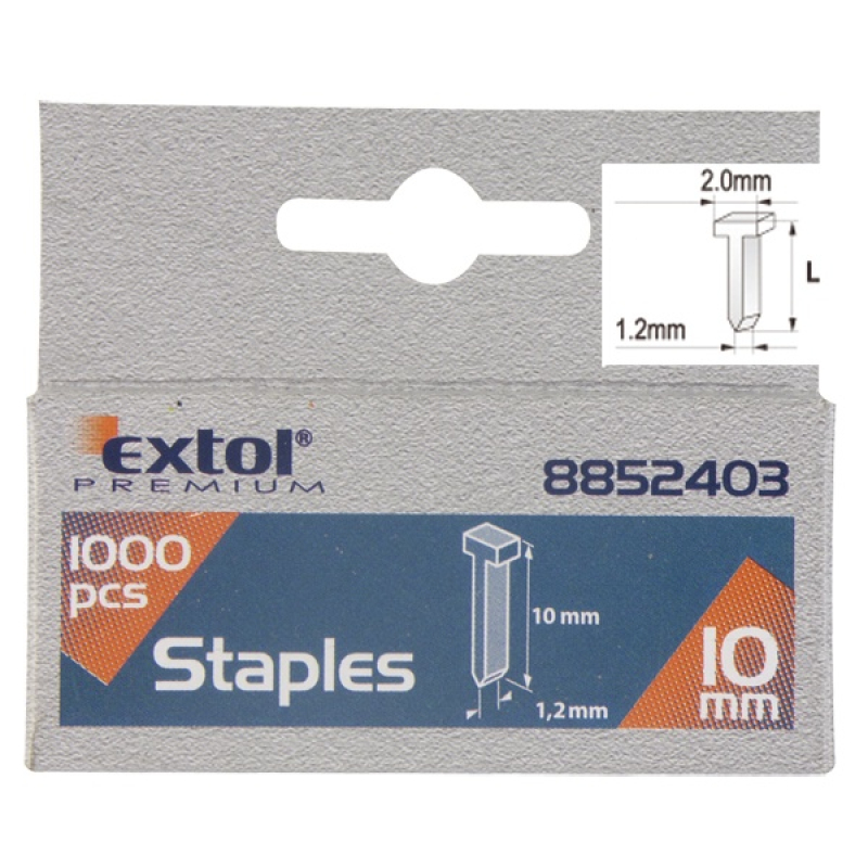 Extol Premium szeg fejjel profi tűzőgéphez 1000db ; 10mm (2,0×1,2mm) (8852403)
