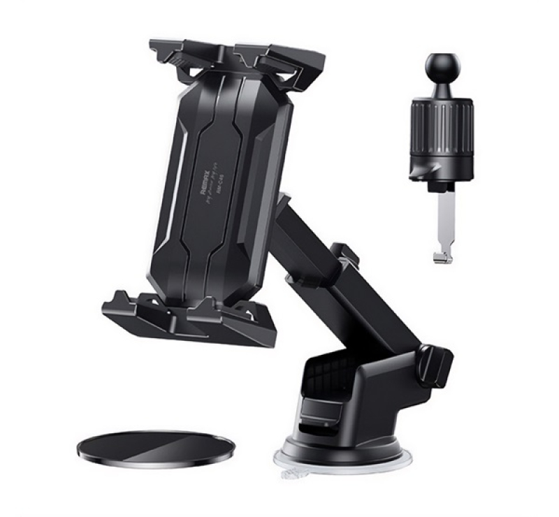 REMAX autós tartó (szellőzőre, műszerfalra, szélvédőre, gravitációs, állítható, tablet) FEKETERM-C46