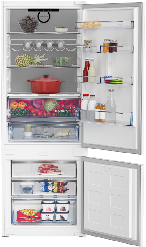 Beko BCNE400E50SHN beépíthető kombinált hűtőszekrény, 370L