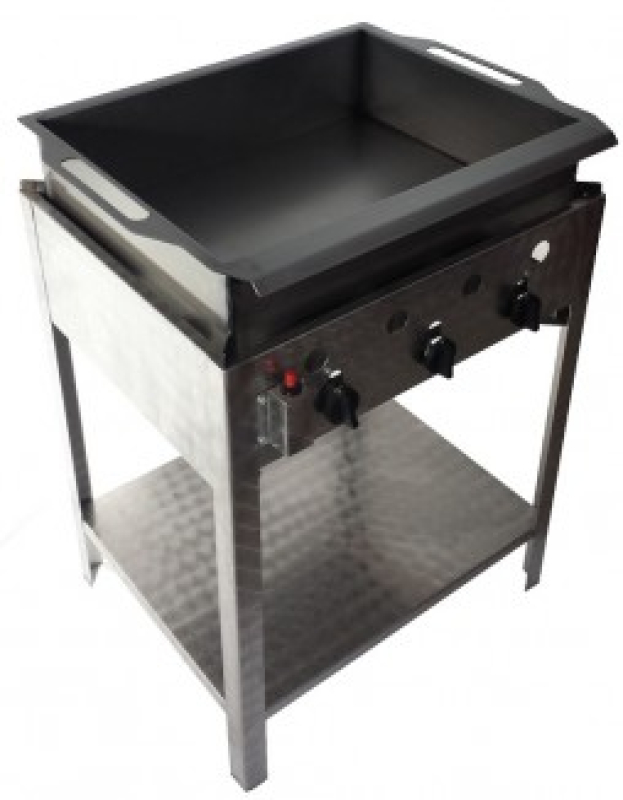 Háromégős álló lángossütő készülék rozsdamentes serpenyővel, Földgáz üzemű (BGS-3.1 LRM)