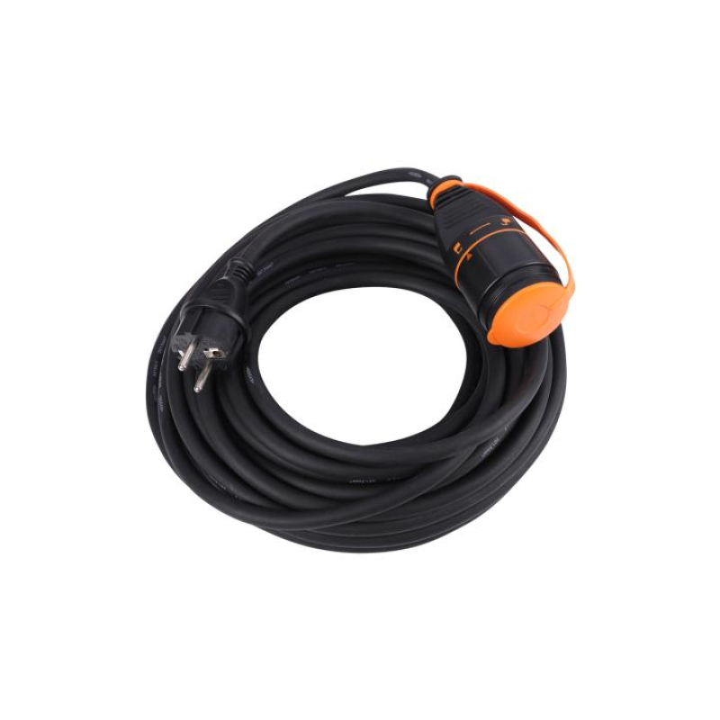 ETM 53.501.20 hosszabbító gumikábel, reteszelhető aljzat fekete, 15m