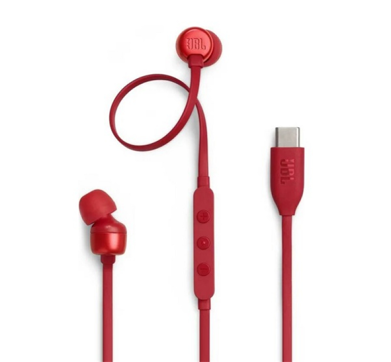 JBL TUNE 310C fülhallgató SZTEREO (Type-C, hangerőszabályzó, felvevő gomb, lapos kábel) PIROSJBLT310