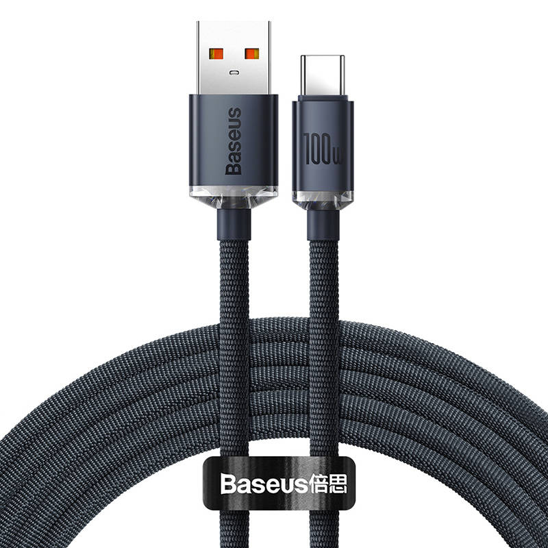 Baseus Crystal Shine Series USB-A apa - USB-C apa 2.0 Adat és töltőkábel, fekete (1.2m) (CAJY000401)