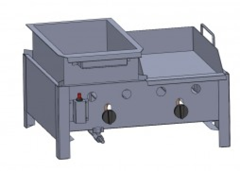 Kétégős asztali kombi készülék lángos-, és lapsütővel Földgáz üzemű (BGT-2.1 LLS)