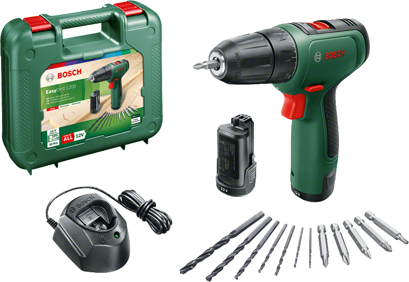 Bosch Easydrill 1200 Akkus fúrócsavarozó 2 akkuval és 12 részes tartozékkészlettel (06039D3007)