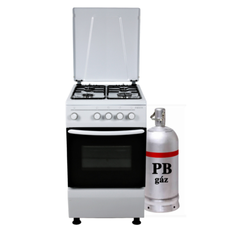 Fiesta PB gázpalackos gáztűzhely, fehér, fémtetővel, 50x60cm  (FS5401MXZW LPG)