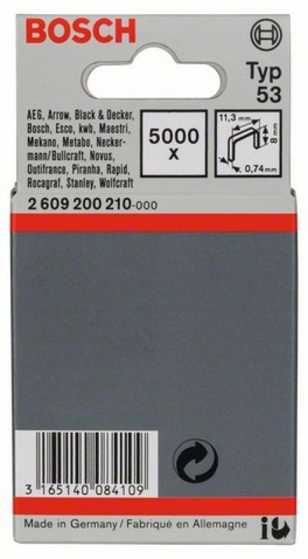 Bosch finomhuzal-kapocs 53-as típus - 11,4 x 0,74 x 8 mm (2609200210)