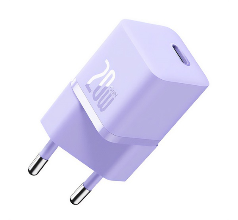 Baseus hálózati töltő Type-C aljzat (20W, GaN5, PD gyorstöltő) LILACCGN050105