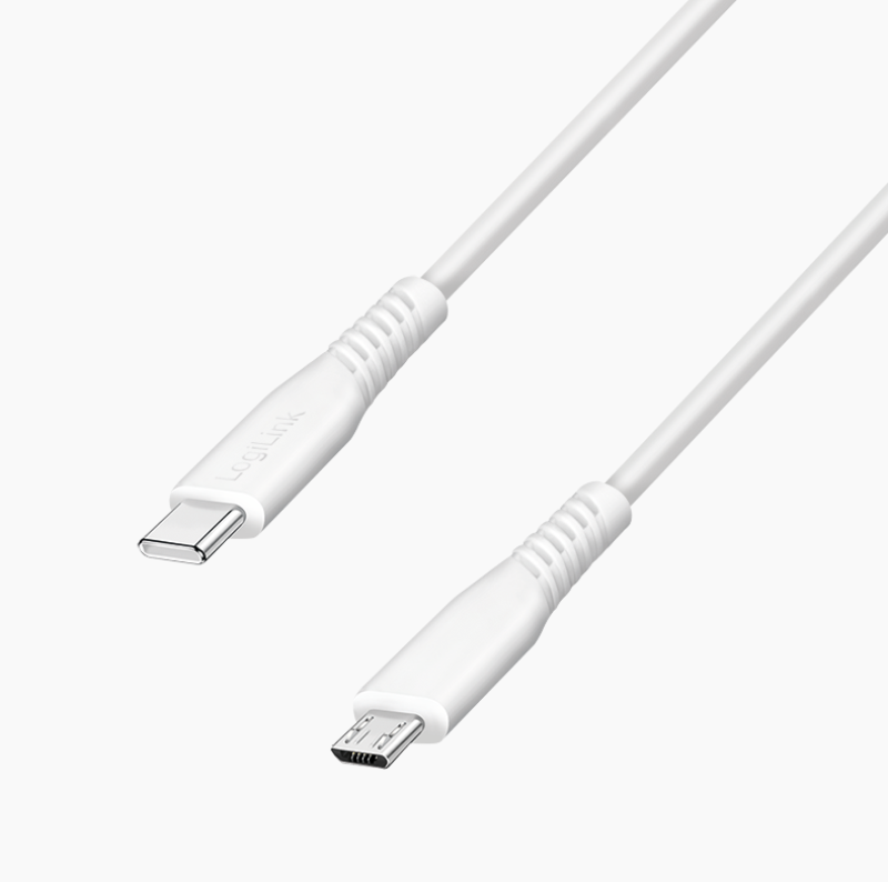 Logilink CU0243 USB 2.0 Type-C kábel, C/M - micro USB/M, 480 Mbps, 12W, fehér, 1,5 m