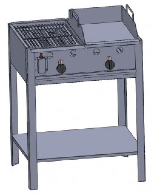 Kétégős álló kombi készülék grillbetéttel, lapsütővel PB-gáz üzemű (BGT-2 GLS)