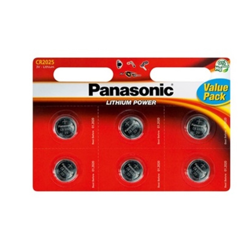 Panasonic Gombelem   lítium CR2025L (6db) (3121624)